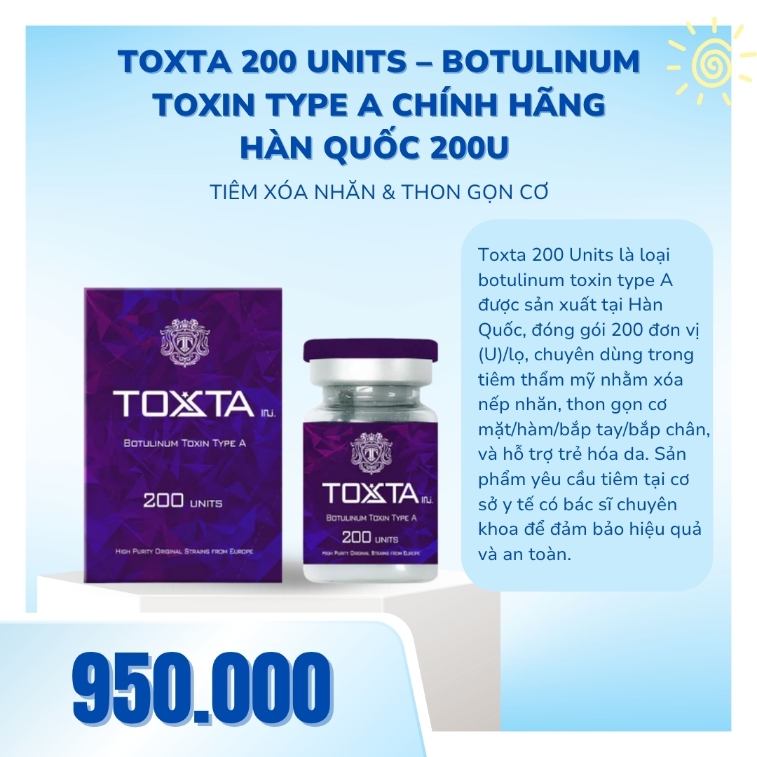 Toxta 200 Units – Botulinum Toxin Type A chính hãng Hàn Quốc 200U | Tiêm xóa nhăn & thon gọn cơ