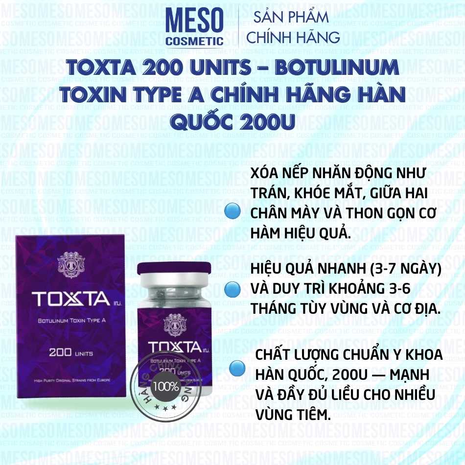 Toxta 200 Units – Botulinum Toxin Type A chính hãng Hàn Quốc 200U | Tiêm xóa nhăn & thon gọn cơ