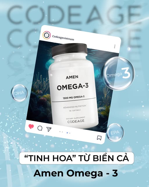 Viên Uống Dầu Cá Hỗ Trợ Sức Khỏe Tim Mạch Codeage Amen Omega-3 – Viên Uống Bổ Dầu Cá Cao Cấp 90 Viên