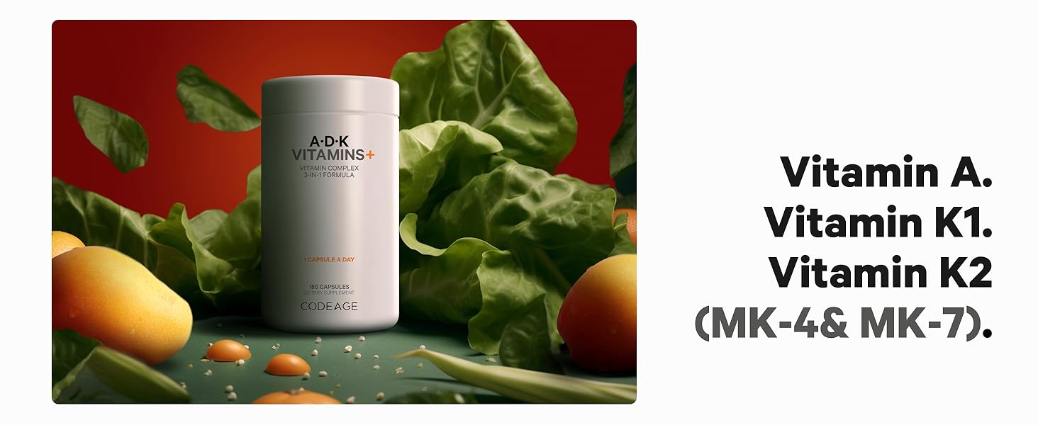 Viên bổ sung vitamin 3 trong 1 Codeage ADK Vitamins 180 viên