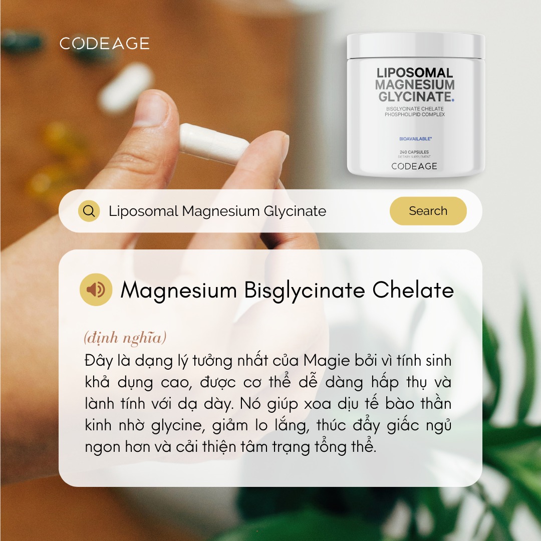 Viên uống bổ sung Magie Codeage Liposomal Magnesium Glycinate 240 viên