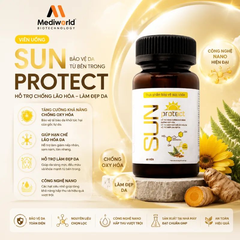 Viên uống chống lão hóa và làm đẹp da Mediworld Sun Protect 60 viên