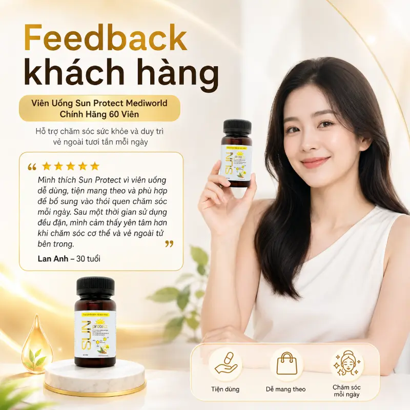 Viên uống chống lão hóa và làm đẹp da Mediworld Sun Protect 60 viên