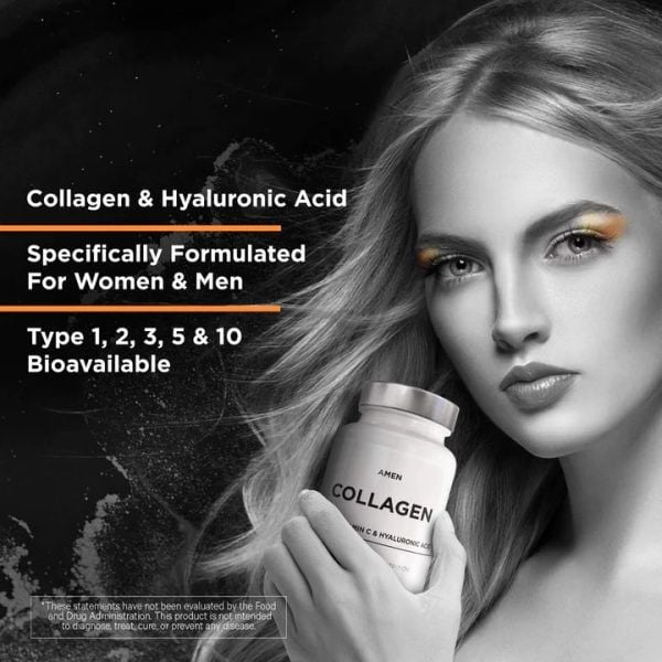 Viên uống đẹp da, chống lão hóa Codeage Amen Collagen + Vitamin C + HA lọ 90 viên