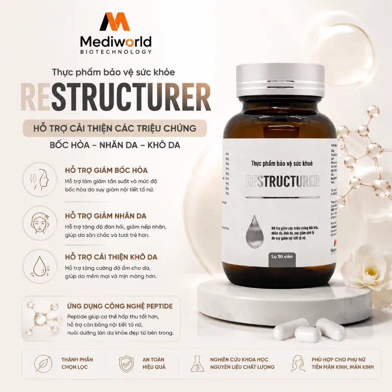 Viên uống hỗ trợ cân bằng nội tiết tố Mediworld Restructurer lọ 30 viên