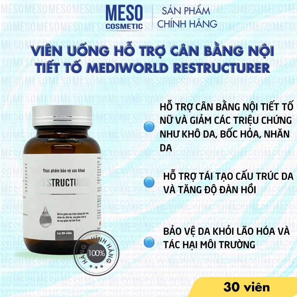 Viên uống hỗ trợ cân bằng nội tiết tố Mediworld Restructurer lọ 30 viên