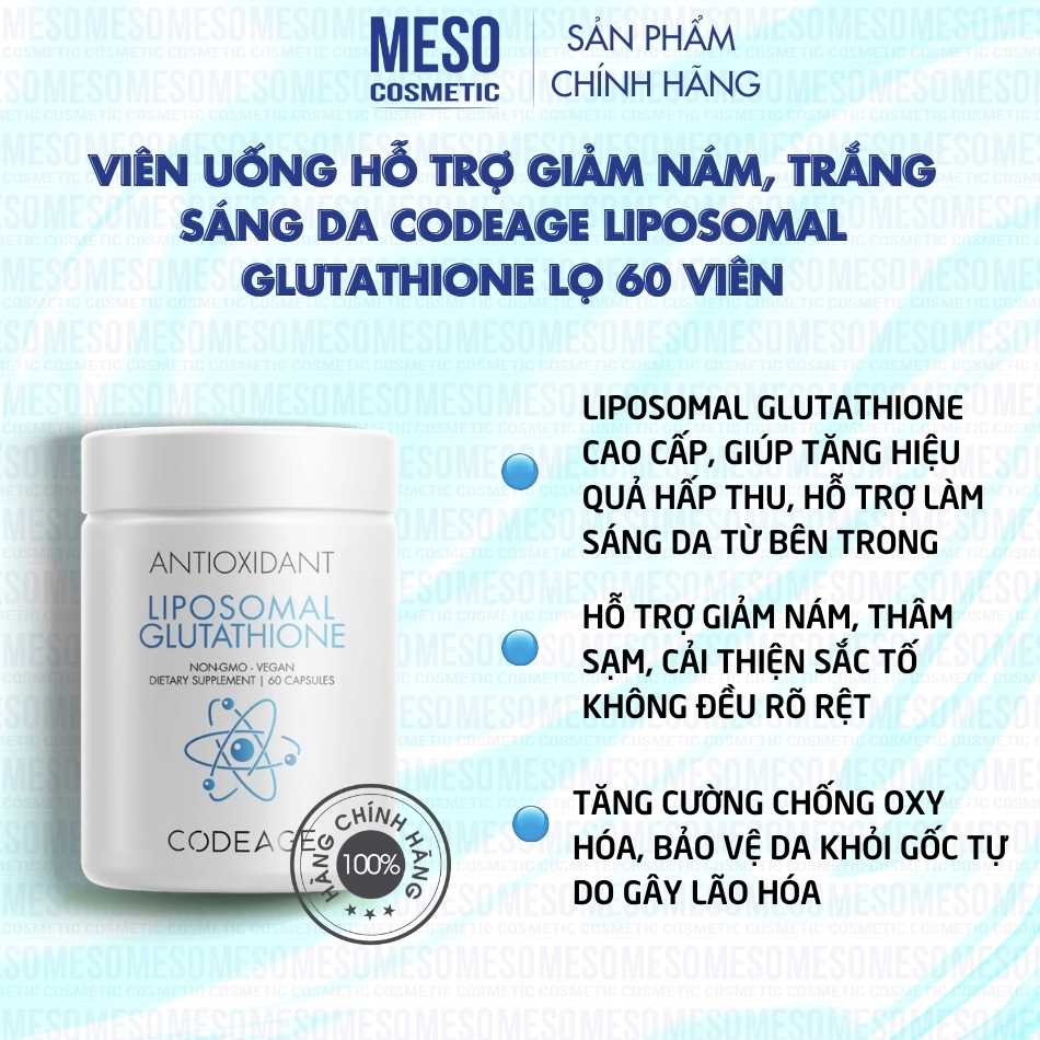 Vin ung h tr gim nm, trng sng da Codeage Liposomal Glutathione l 60 vin Vin ung h tr gim nm, trng sng da Codeage Liposomal Glutathione l 60 vin