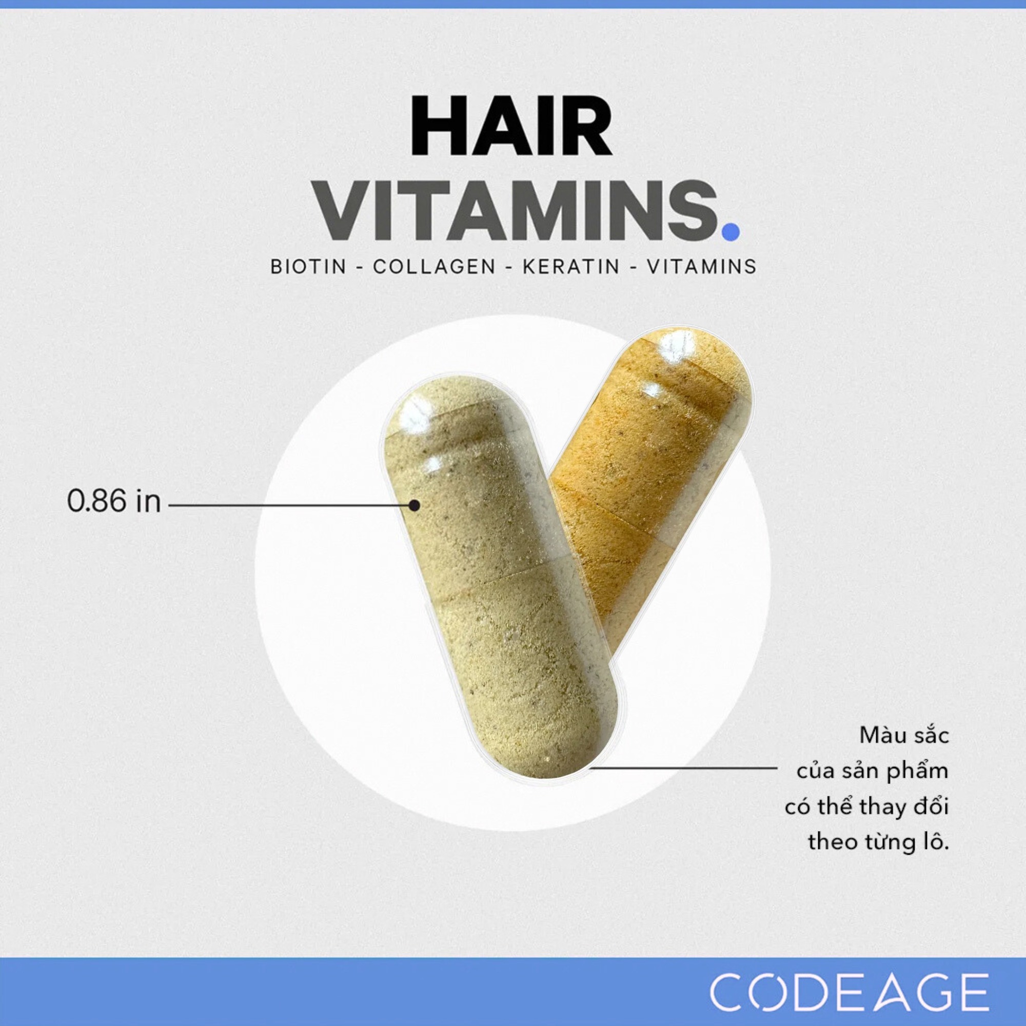 Viên uống hỗ trợ mọc tóc và dưỡng tóc chắc khỏe Codeage Hair Vitamins lọ 120 viên