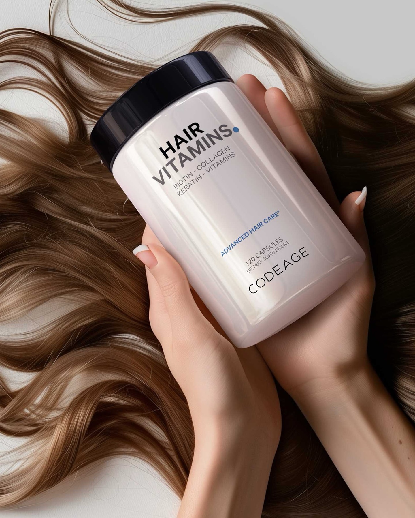 Viên uống hỗ trợ mọc tóc và dưỡng tóc chắc khỏe Codeage Hair Vitamins lọ 120 viên