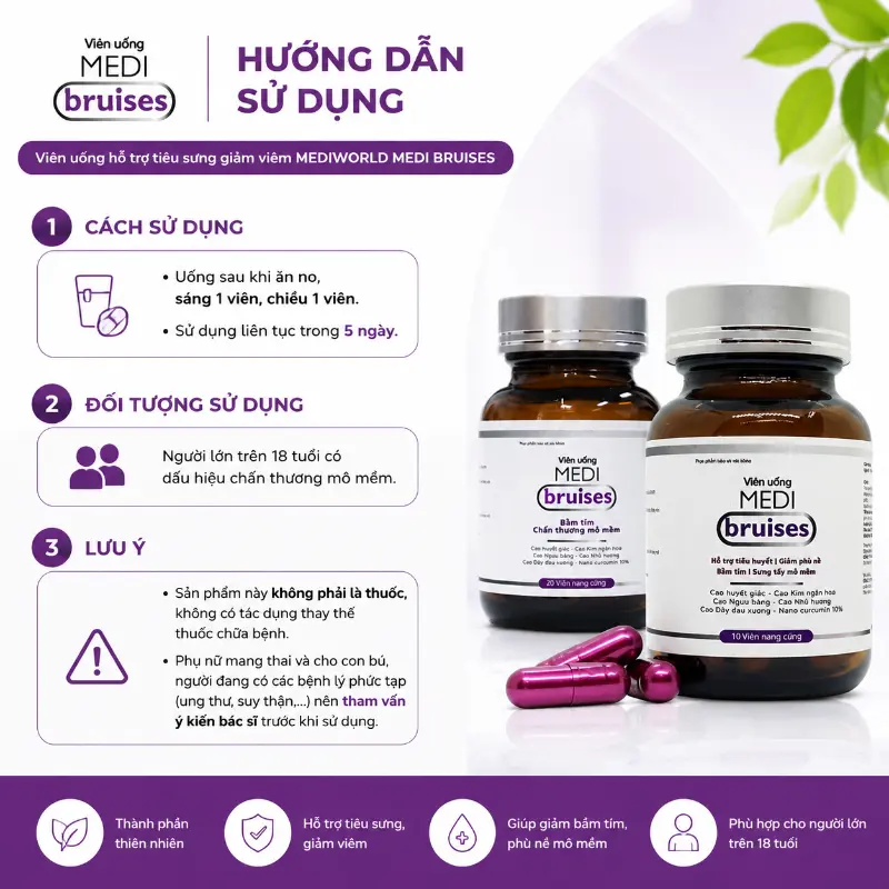 Viên uống hỗ trợ tiêu sưng giảm viêm Mediworld Medi Bruises