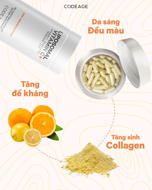 Viên uống tăng đề kháng và chống oxy hóa Codeage Liposomal Vitamin C 180 viên