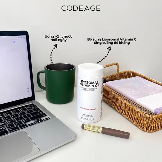 Viên uống tăng đề kháng và chống oxy hóa Codeage Liposomal Vitamin C 180 viên