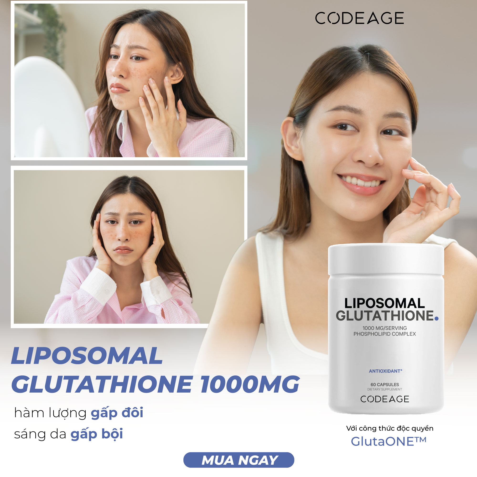 Vin ung trng da Codeage Liposomal Glutathione 1000mg Vin ung trng da Codeage Liposomal Glutathione 1000mg