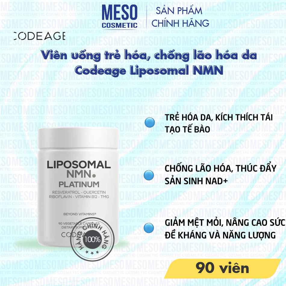 Viên uống trẻ hóa, chống lão hóa da Codeage Liposomal NMN