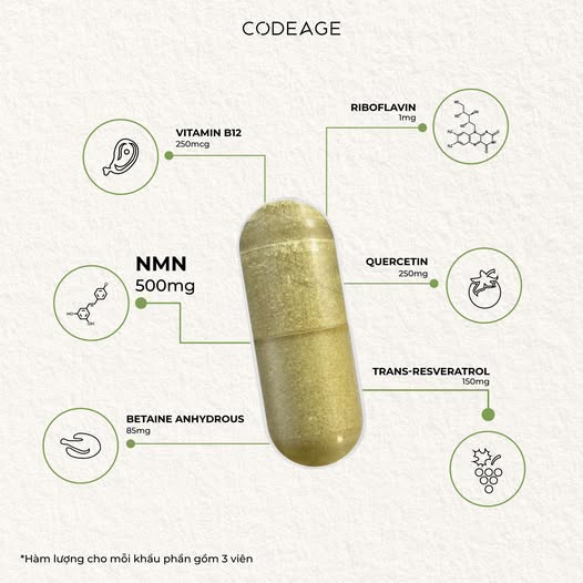 Viên uống trẻ hóa da chống lão hóa Codeage Liposomal NMN 90 viên