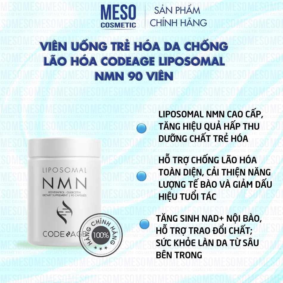 Viên uống trẻ hóa da chống lão hóa Codeage Liposomal NMN 90 viên