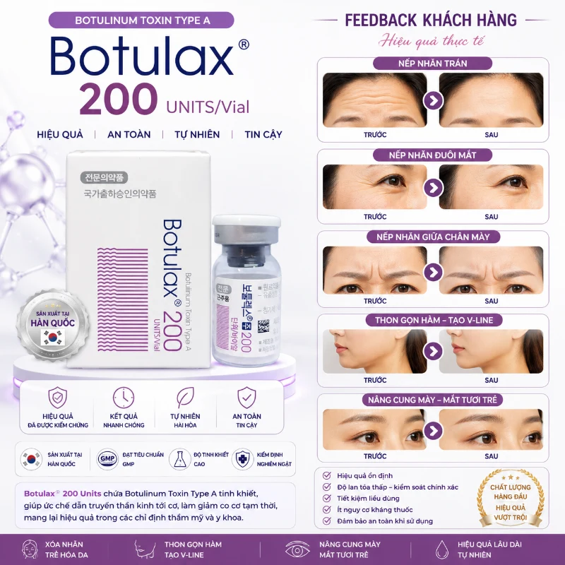 Botox Botulium Toxin Type A Botulax 200 Units xoá nhăn, thon gọn cơ 3.webp