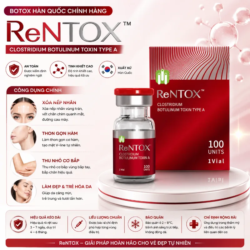 Botox Rentox Botulinum Toxin Type A 100 Units Hàn Quốc - Hỗ Trợ Xóa Nhăn, Thon Gọn Cơ 6.webp