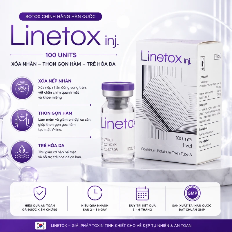 Botox chống nhăn và thon gọn hàm chính hãng Hàn Quốc LINETOX 100 Units 2.webp