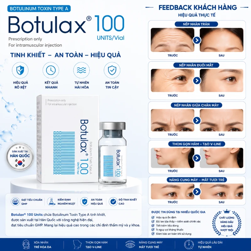 Botox xoá nhăn, thon gọn hàm, nâng cơ Botulax 100 1.webp