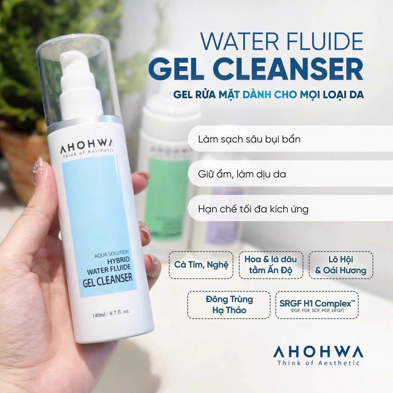 Gel rửa mặt dành cho mọi loại da Ahohwa Aqua Solution Hybrid Water Fluide Gel Cleanser.jpg