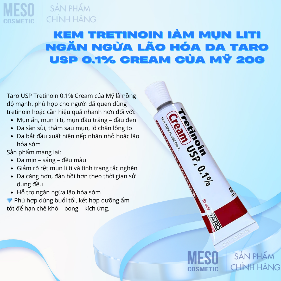 Kem-Tretinoin-iam-mun-liti-ngan-ngua-lao-hoa-da-Taro-Usp-0-1-cream-cua-My-20g_Kem Tretinoin giảm mụn liti ngăn ngừa lão hóa da Taro Usp 0.1% cream của Mỹ 20g 2.png
