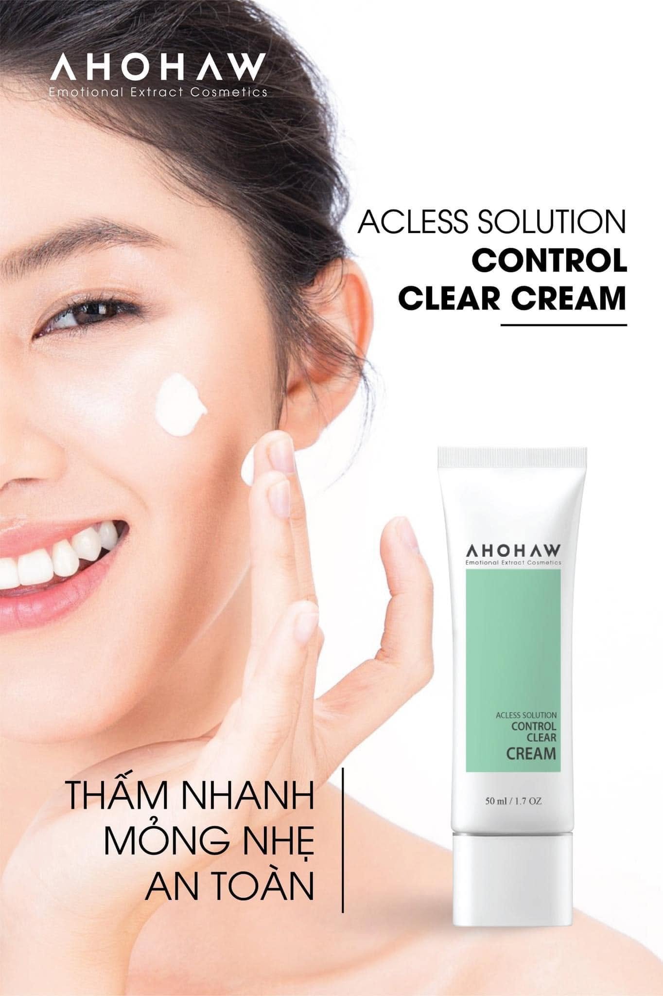 Kem dưỡng ẩm giảm mụn trứng cá Ahohwa Acless Solution Control Clear Cream 2.jpg