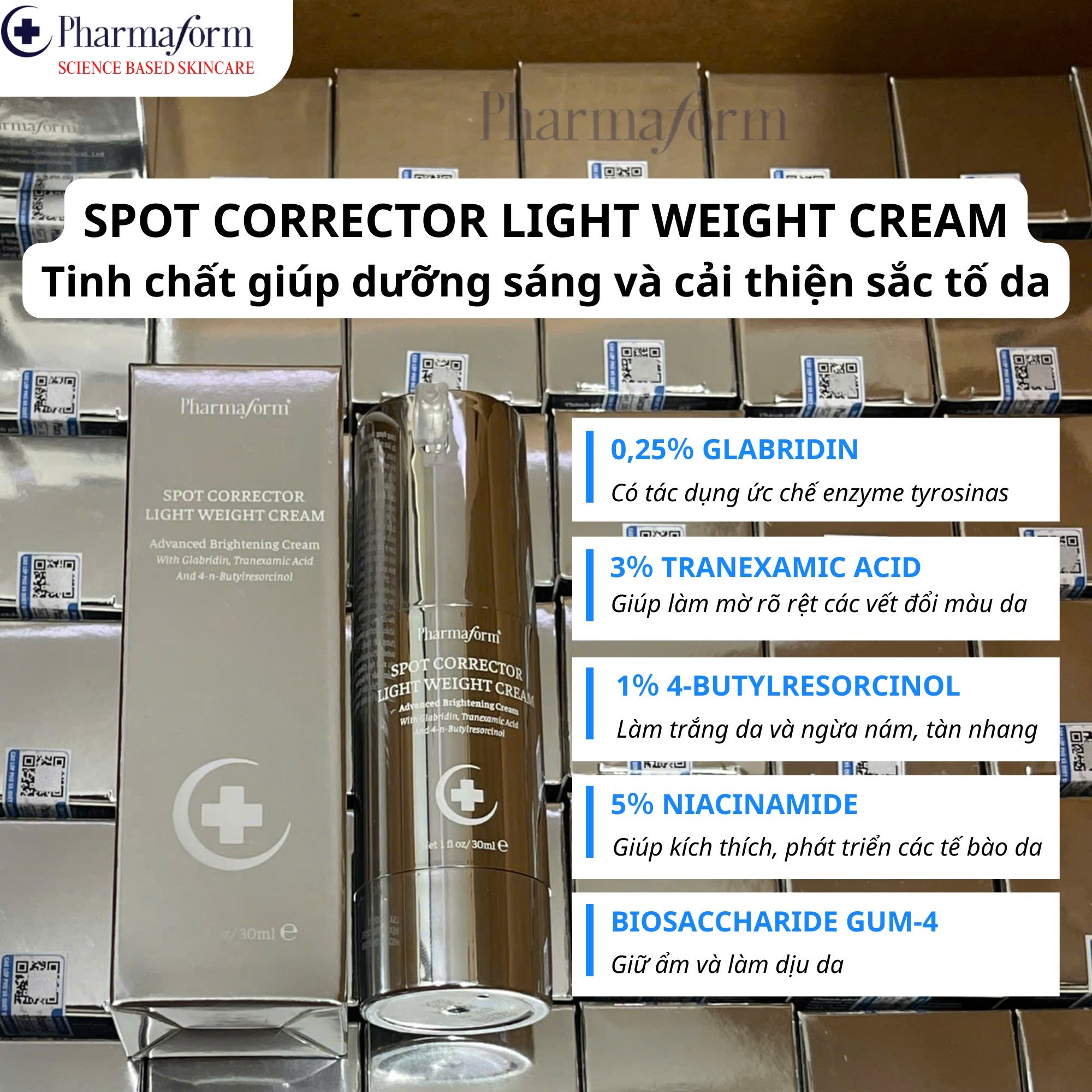 Kem dưỡng sáng cải thiện sắc tố da Pharmaform Spot Brightening Light Weight Cream.jpg
