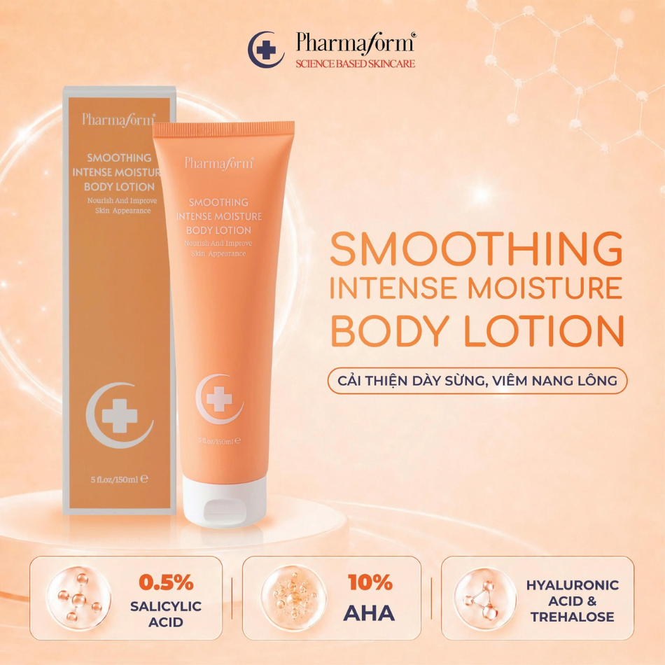 Kem loại bỏ tế bào chết duy trì làn da mềm mại Pharmaform Smoothing Intense Moisture Body Lotion (3).png