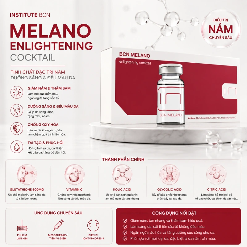 Melano Enlightening Cocktail BCN Tây Ban Nha  - Trị nám, thâm sạm, siêu trắng da 5.webp