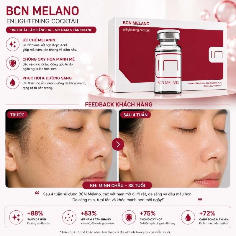 Melano Enlightening Cocktail BCN Tây Ban Nha  - Trị nám, thâm sạm, siêu trắng da 8.webp
