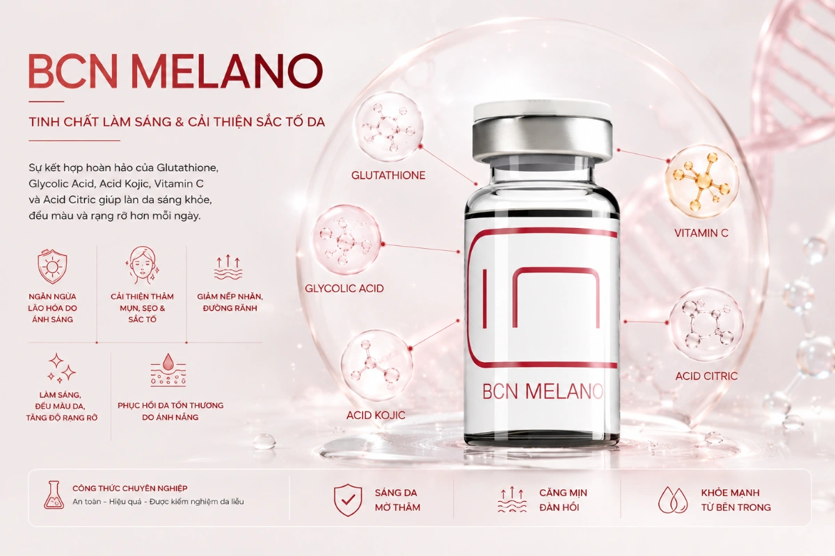 Melano Enlightening Cocktail BCN Tây Ban Nha  - Trị nám, thâm sạm, siêu trắng da 11.webp