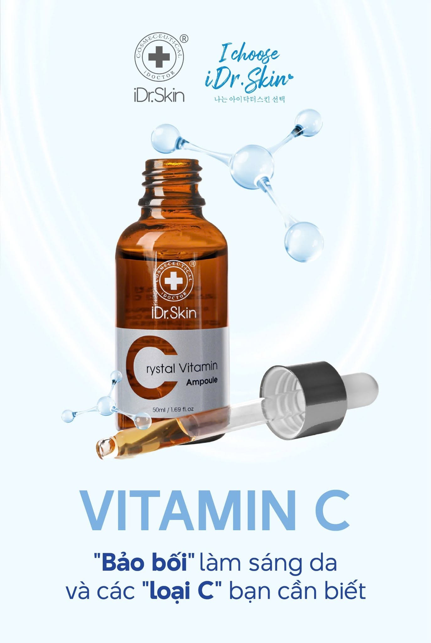 Serum Trắng Sáng Da iDr.Skin Crystal Vitamin C Ampoule 50ml Mờ Thâm Nám.jpg
