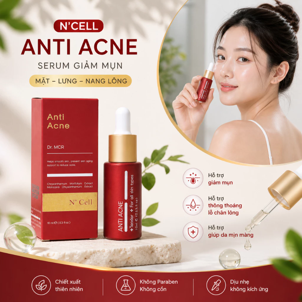 Serum Hỗ Trợ Giảm Mụn Lưng, Viêm Nang Lông N'Cell Anti Acne Serum 20ml.webp
