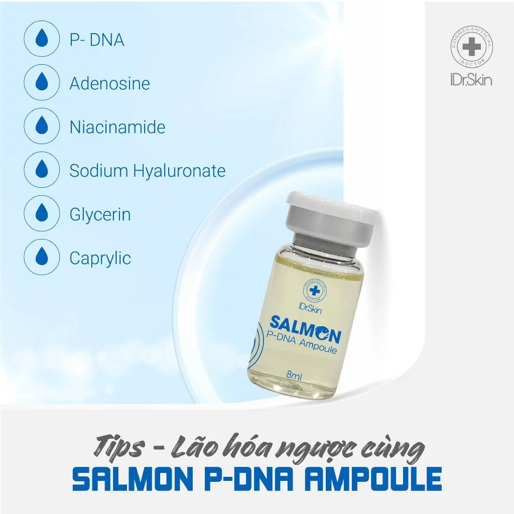 Tế bào gốc DNA cá hồi IDr.Skin Salmon-p Dna Ampoule phục hồi tái tạo da làm mờ các nếp nhăn 1 lọ 8ml 1.webp