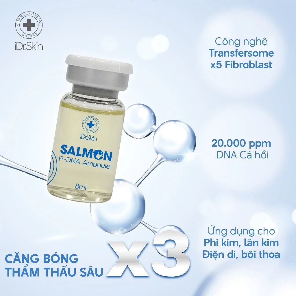 Tế bào gốc DNA cá hồi IDr.Skin Salmon-p Dna Ampoule phục hồi tái tạo da làm mờ các nếp nhăn 1 lọ 8ml 2.webp