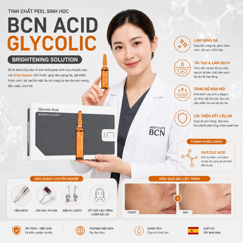Tinh chất BCN Acid Glycolic Tây Ban Nha trắng da mờ thâm mụn 6.webp