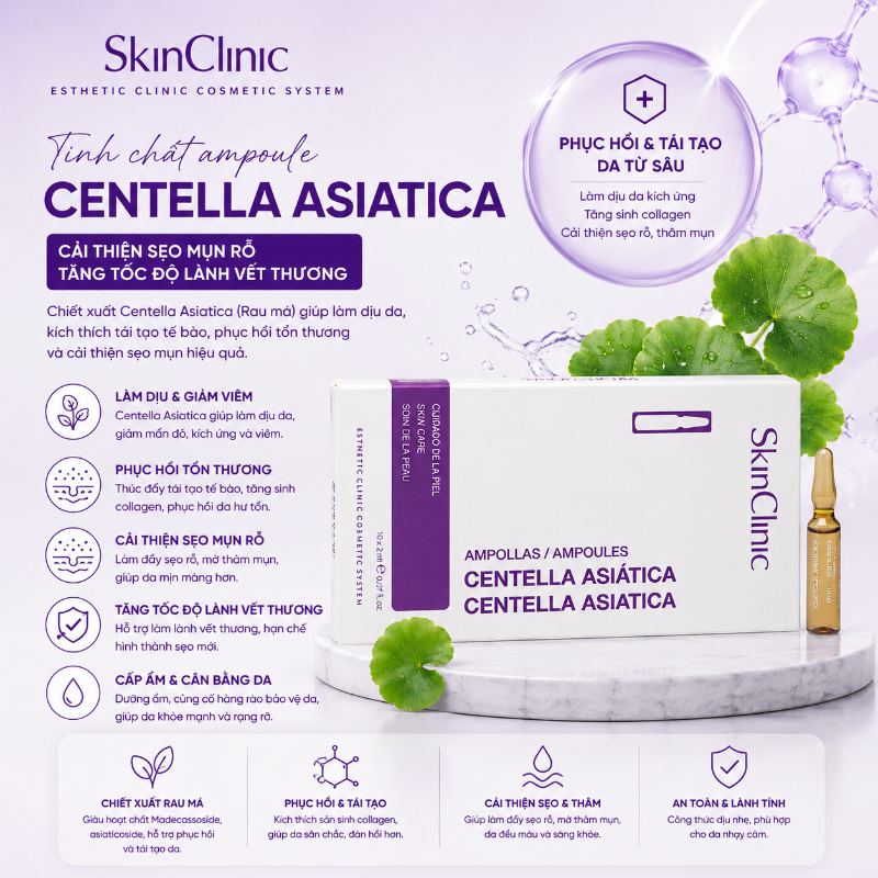 Tinh chất ampoule cải thiện sẹo mụn rỗ tăng tốc độ lành vết thương SkinClinic Centella Asiatica 3.jpg