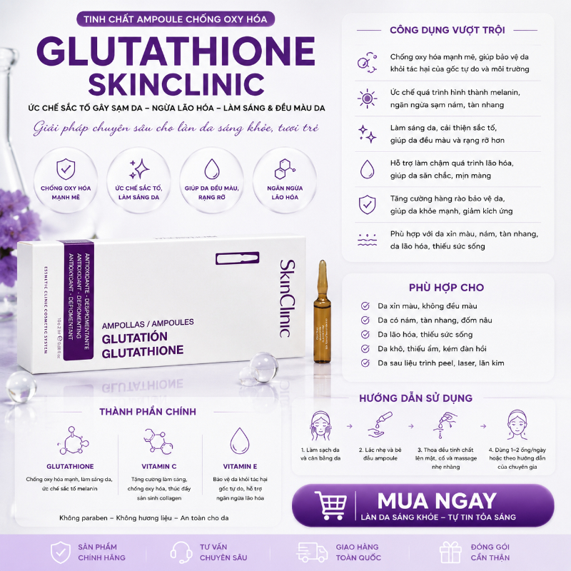 Tinh chất ampoule chống oxy hóa ức chế sắc tố gây sạm da ngừa lão hóa SkinClinic Glutathione.jpg