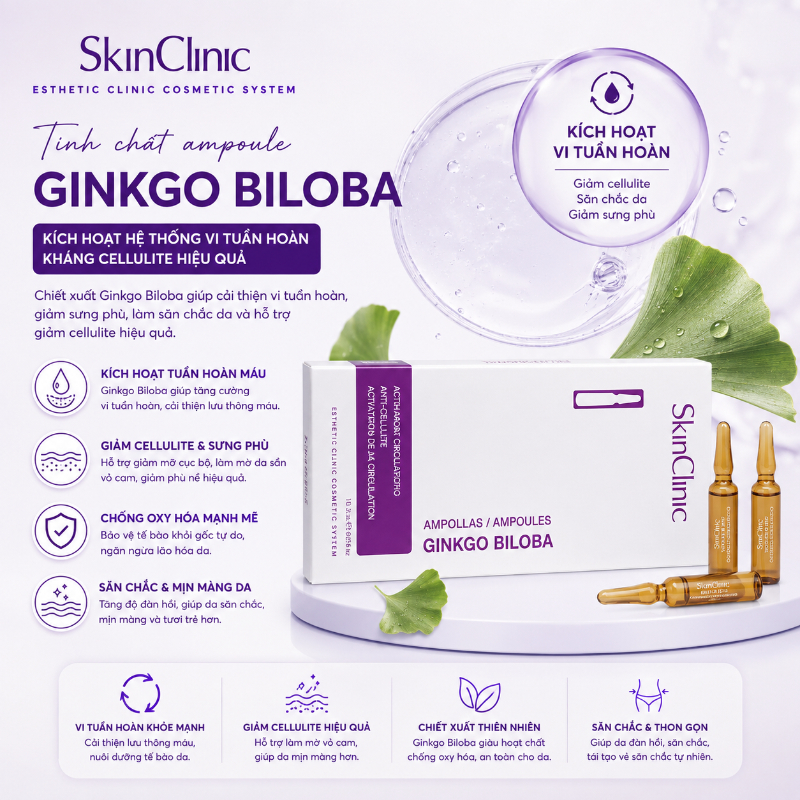 Tinh chất ampoule kích hoạt hệ thống vi tuần hoàn kháng cellulite hiệu quả SkinClinic Ginkgo Biloba 2.jpg