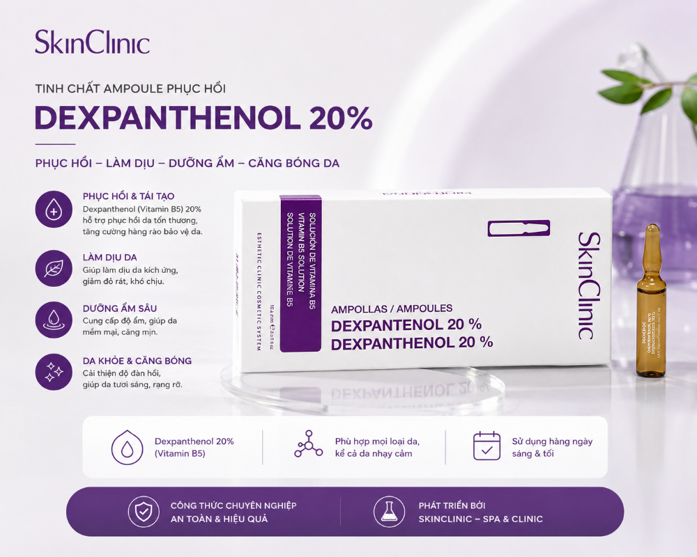 Tinh chất ampoule phục hồi làm dịu da dưỡng ẩm căng bóng da SkinClinic Dexpanthenol 20% 2.jpg