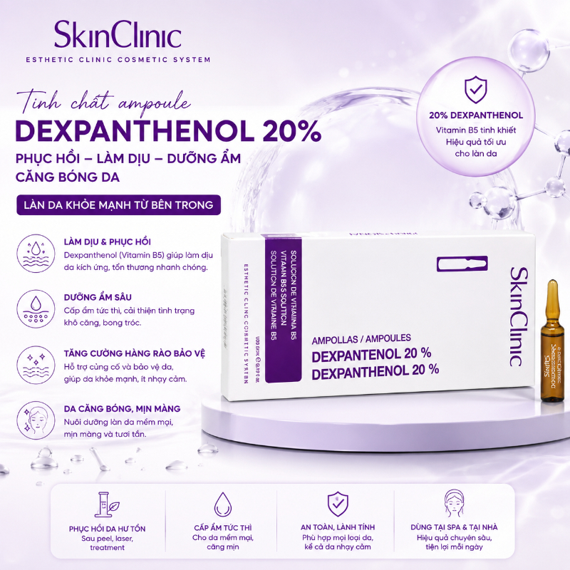 Tinh chất ampoule phục hồi làm dịu da dưỡng ẩm căng bóng da SkinClinic Dexpanthenol 20% 1.jpg