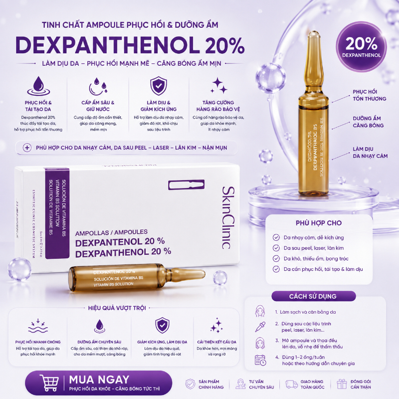 Tinh chất ampoule phục hồi làm dịu da dưỡng ẩm căng bóng da SkinClinic Dexpanthenol 20%.jpg
