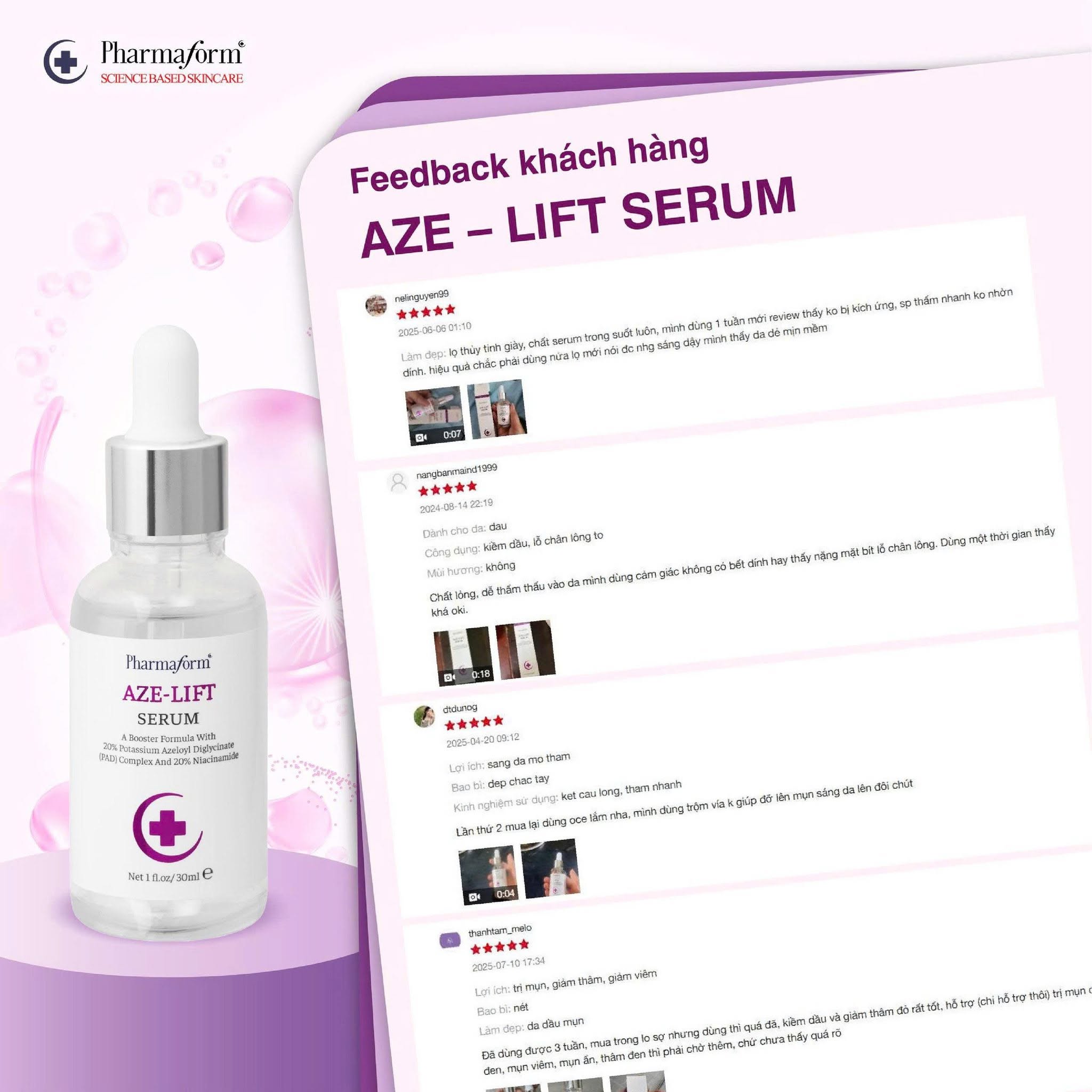 Tinh chất kiểm soát dầu thừa thu nhỏ lỗ chân lông cải thiện tình trạng mụn Pharmaform AZE – LIFT Serum.jpg