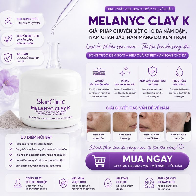 Tinh chất peel bong tróc chuyên cho da nám đậm nám chân lâu năm nám mảng do dùng kem trộn SkinClinic Melanyc Clay K.jpg