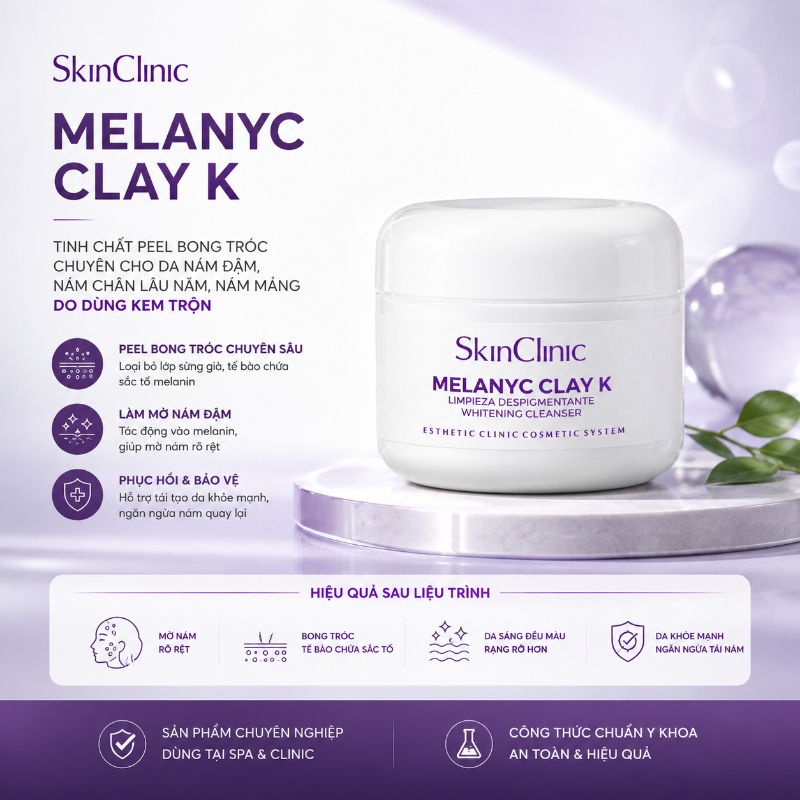 Tinh chất peel bong tróc chuyên cho da nám đậm nám chân lâu năm nám mảng do dùng kem trộn SkinClinic Melanyc Clay K 1.jpg