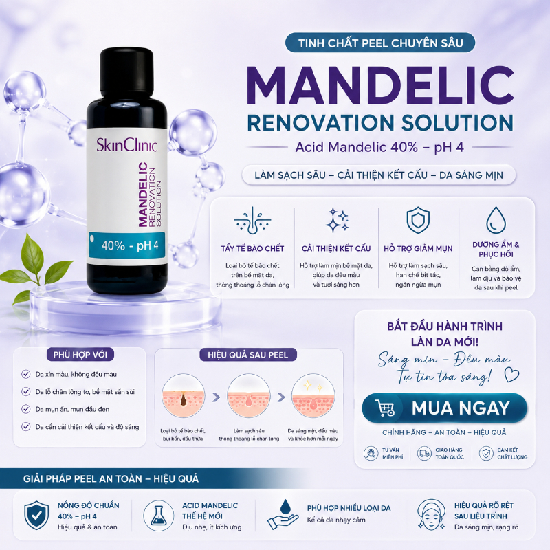 Tinh chất peel không bong giảm tiết bã nhờn mụn trứng cá SkinClinic Mandelic Renovation Solution.jpg