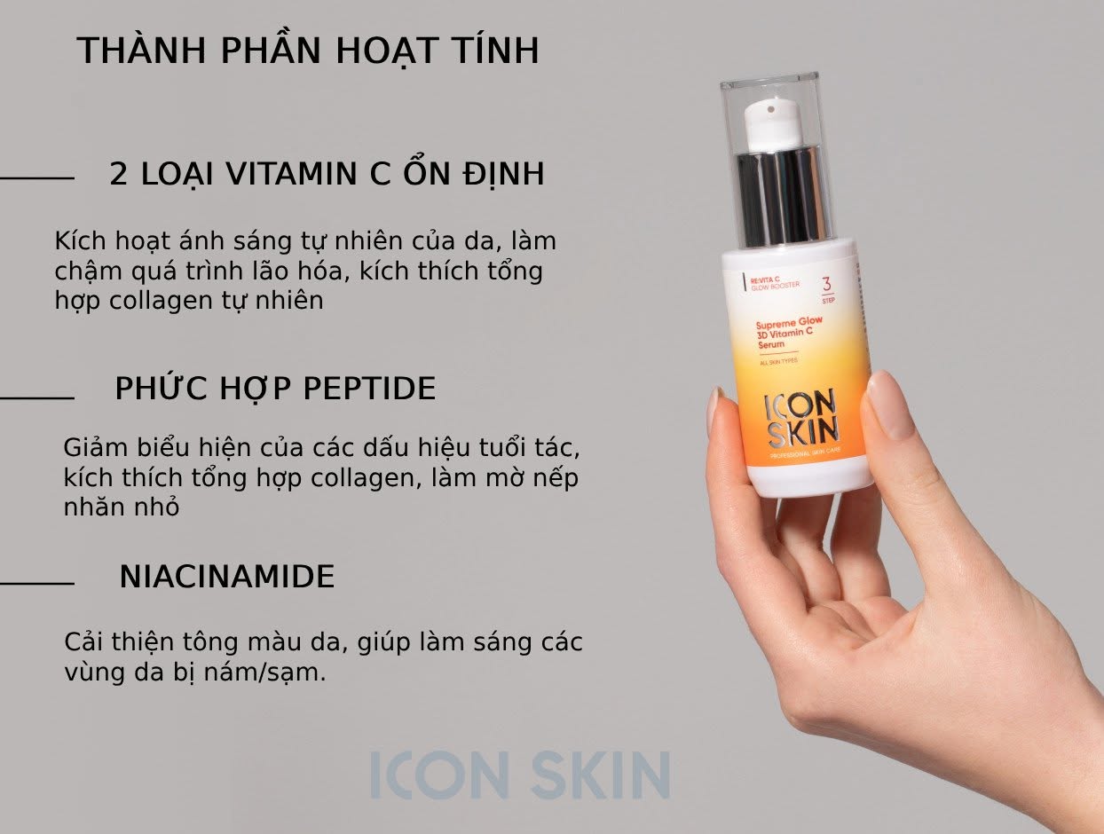 Tinh chất vitamin cải thiện chống lão hoá da Icon Skin Supreme Glow 3D Vitamin C Serum 2.jpg