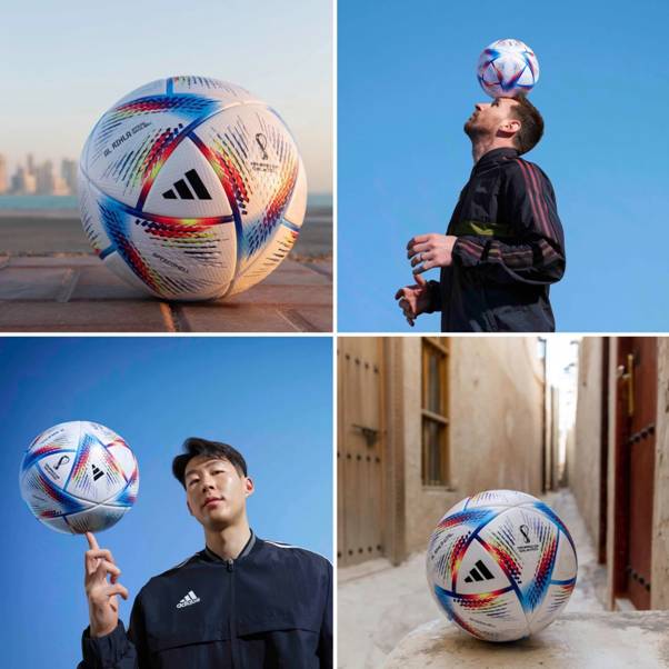 Tr&aacute;i b&oacute;ng Al Rihla b&ecirc;n cạnh chiếc c&uacute;p v&agrave;ng World Cup 2022