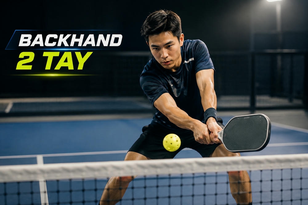Kỹ thuật Dink Backhand bằng 2 tay trong Pickleball